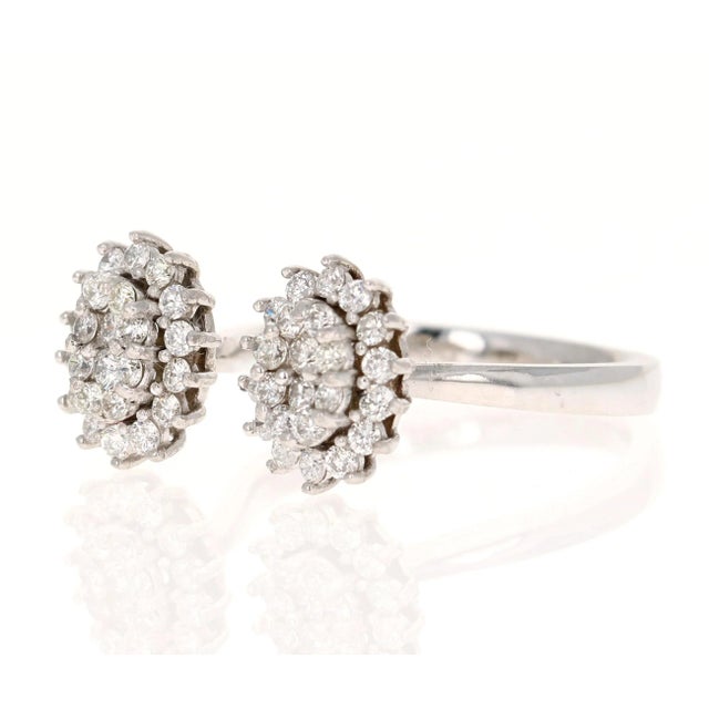 Natural Diamond 0.74 Carat White Gold Cuff Ring, Size 6.5 For Sale - Image 4 of 9