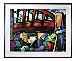 Richard Morhous, "Span" Colorful large acrylic painting, 1993