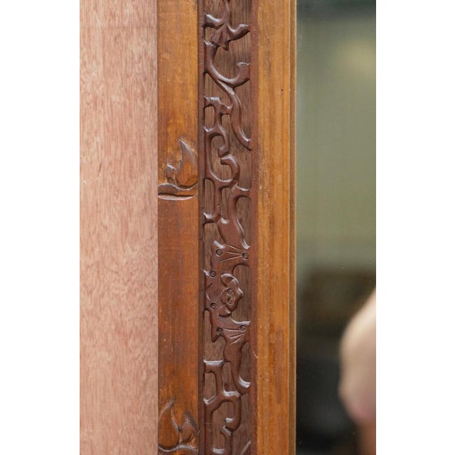 Chinese Carved Wood Mirror Panel Depicting Bats Symbol of Happiness & Good Fortune For Sale - Image 6 of 10
