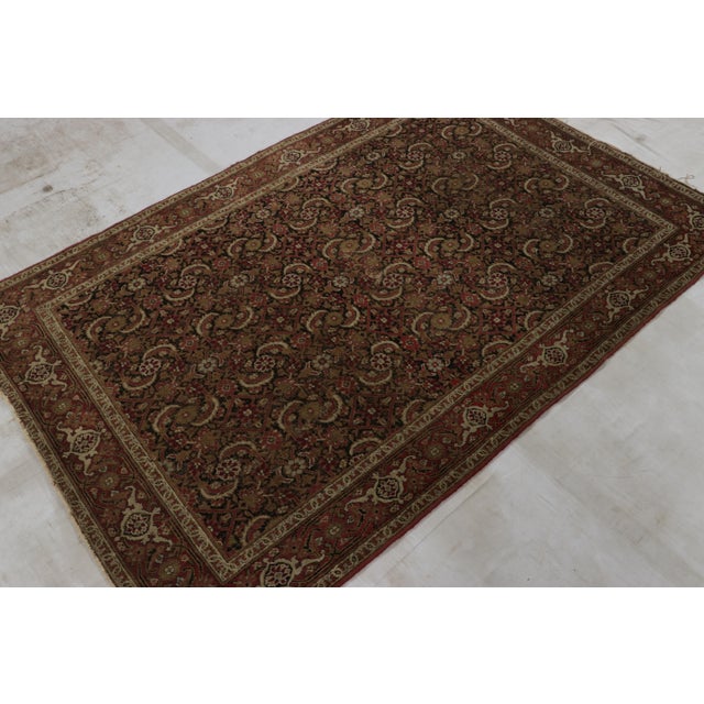 Traditional Antique Kerman Lavar Persian Rug, Brown With Geometric Patterns - Rug & Kilim For Sale - Image 3 of 7