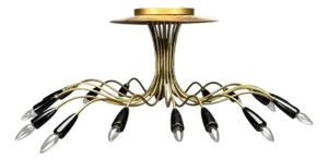 Italian Modern, Enameled Metal, Brass, Chandelier, Italy, 1960s