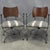 Campaign Savonarola Campaign Style Iron / Steel X-Base Chairs Greek Key Upholstery - Pair For Sale - Image 3 of 7