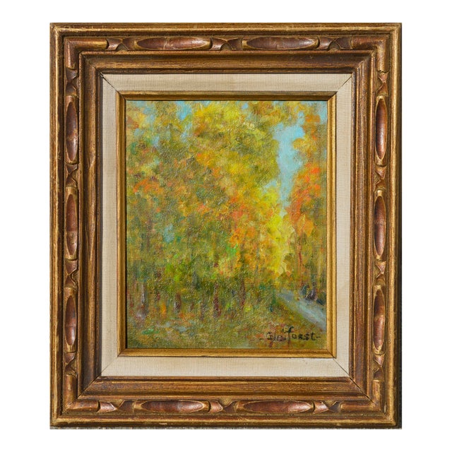 Autumn Trees - Mid Century Small-Scale Landscape, Signed Oil Painting by Helen Enoch Gleiforst For Sale