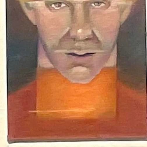 Vintage Boho Signed Original Oil Portrait on Board For Sale - Image 9 of 11