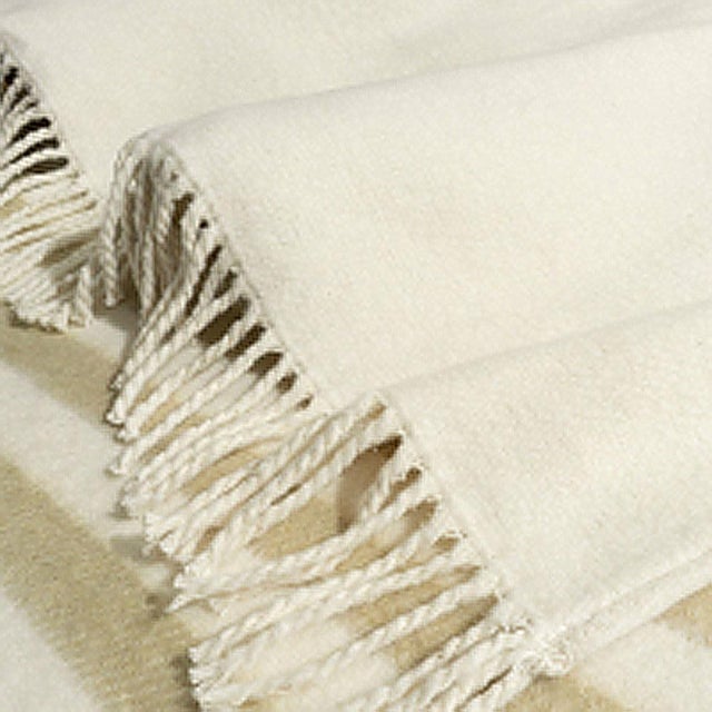 Traditional Luxury Throw Blanket With Stripes in Ivory and Tan For Sale - Image 3 of 3