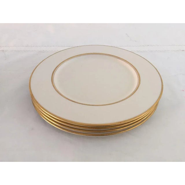 Ivory & Gold Rim Dinner Plates - Set of 4 For Sale In New York - Image 6 of 6