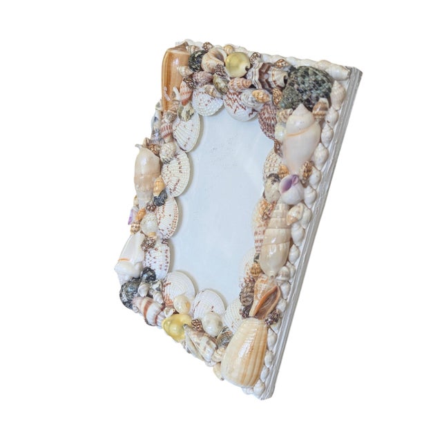 White Vintage Coastal Regency Sea Shell Encrusted Picture Frame For Sale - Image 8 of 8