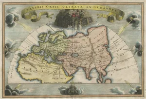 Ancient World Map After Strabo by Cellarius, 1731