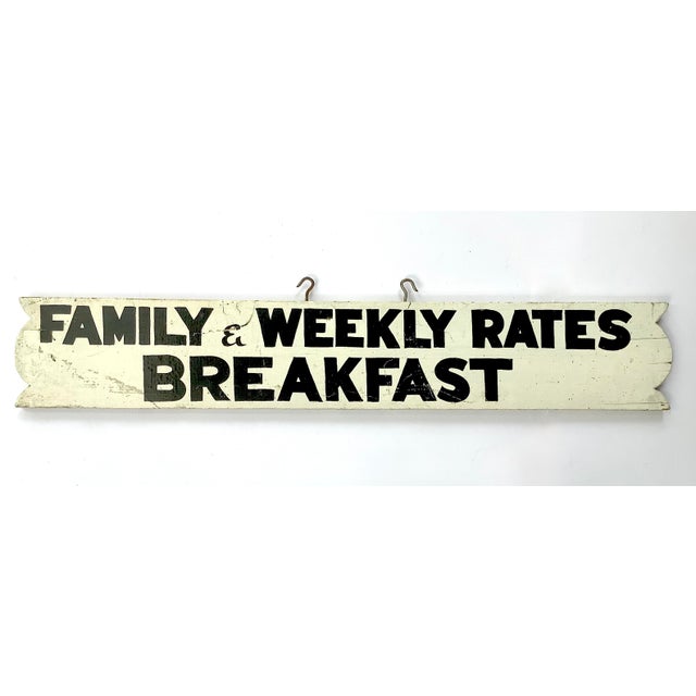 Vintage Two Sided Hand Lettered Family & Weekly Rates Breakfast Sign For Sale - Image 4 of 7