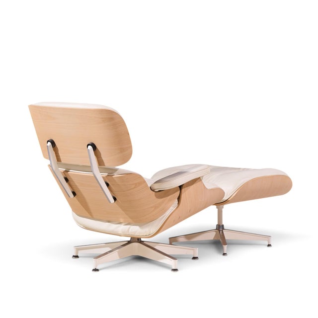 Wood Charles and Ray Eames for Herman Miller Mid Century White Oak Eames Lounge Chair and Ottoman For Sale - Image 7 of 10