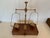 Antique jeweler's balance scale wooden case brass balance mechanism and pans weighing weights inside the drawer made by...