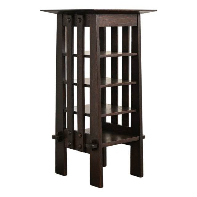 Stickley Brothers Style Antique Mission Oak Arts & Crafts Bookstand or Magazine Rack, Circa 1905 For Sale
