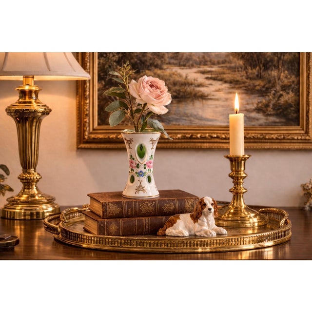 Art Nouveau Stunning Vintage Moser Art Glass Bohemia Vase Cut to Green Overlay 5” Tall For Sale - Image 3 of 10