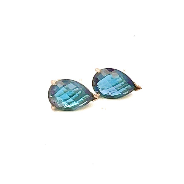 2010s Natural Topaz Stud Earrings 14k W Gold 12.50 Cts Certified For Sale - Image 5 of 10