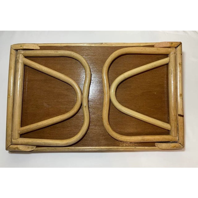 Tan Vintage Bamboo Rattan Breakfast in Bed Folding Serving Tray For Sale - Image 8 of 10