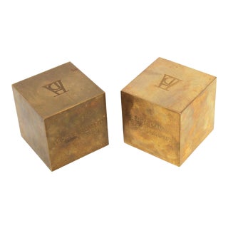 Art Director's Club of New York Exhibition Brass Bookends - A Pair For Sale
