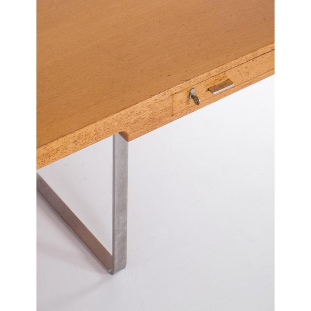 Large freestanding desk in oak by Hans J. Wegner. Produced by Johannes Hansen, Denmark, 1970s. Signed. This piece is...