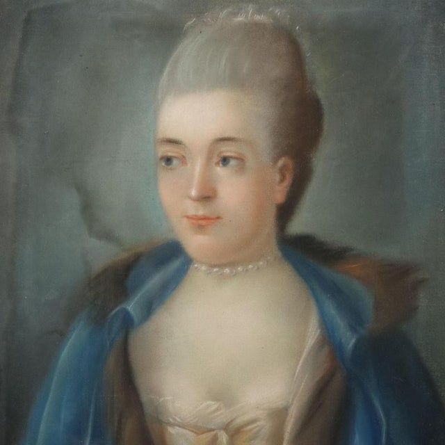 Portrait of Marie Antoinette of Habsburg-Lorraine, Crayon on Paper on Canvas, Framed For Sale - Image 3 of 10