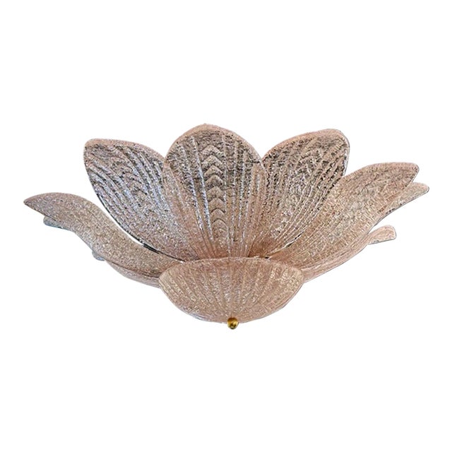 Modern Pink Murano Glass Flush Mount Chandelier For Sale