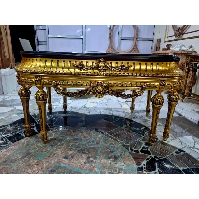 French 1960s French Louis XVI Marquetry Empire Revival oval center table For Sale - Image 3 of 5