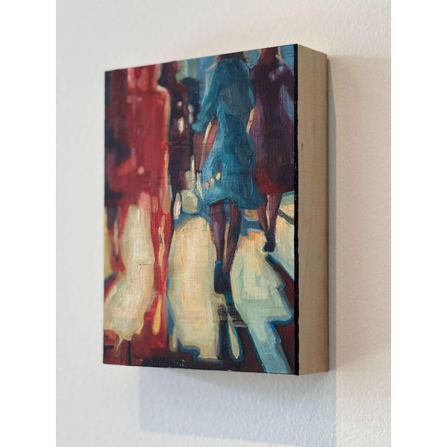 Contemporary Streets of Hope 3 by Michelle Jader | Oil On Panel People walking in a city street scene. For Sale - Image 3 of 4