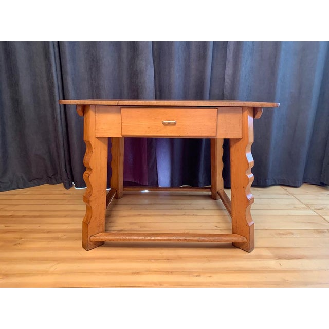 Tyrolean kitchen table from the 1930s In very good condition. The wood is covered with a beautiful patina. There are...