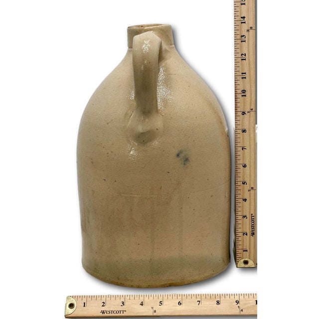 Antique American Blue Decorated 2 Gallon Stoneware Advertising Jug by West Troy Pottery Co. New York Circa 1880s For Sale - Image 18 of 18