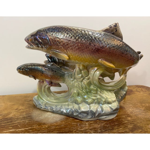 Aqua Large Sculptural Faience Fish by Hubert Bequet for Quaregnon, Belgium, 1960s For Sale - Image 8 of 12