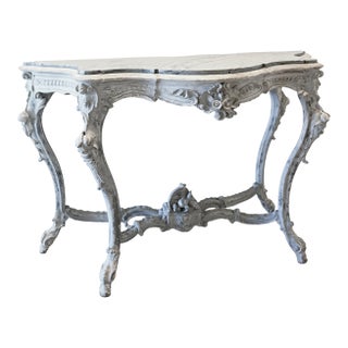 Early 20th Century Italian Rococo Style Shaped Grey Marble-Top Console Table For Sale