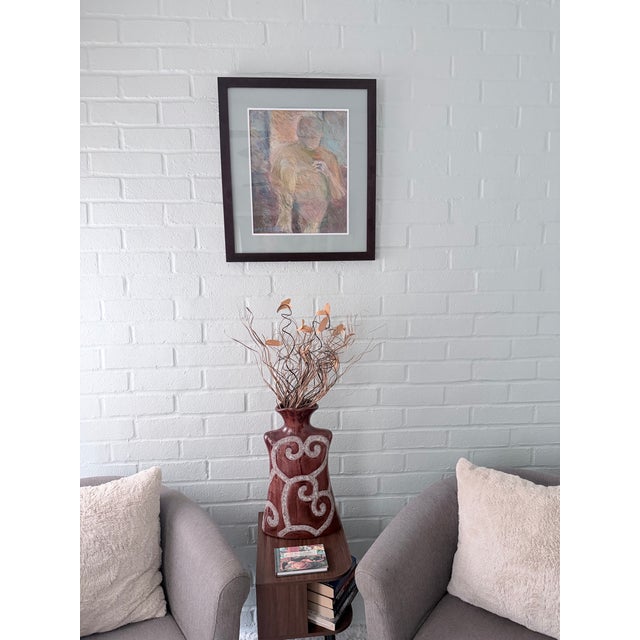 Slate Gray Jean Campbell Original Figurative Pastel Drawings - Framed Pair For Sale - Image 8 of 12