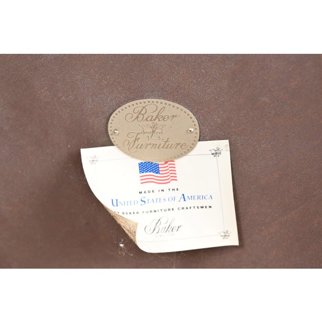 Baker Furniture Stately Homes Collection Regency Carved Mahogany Marble Top Center Table For Sale - Image 12 of 13