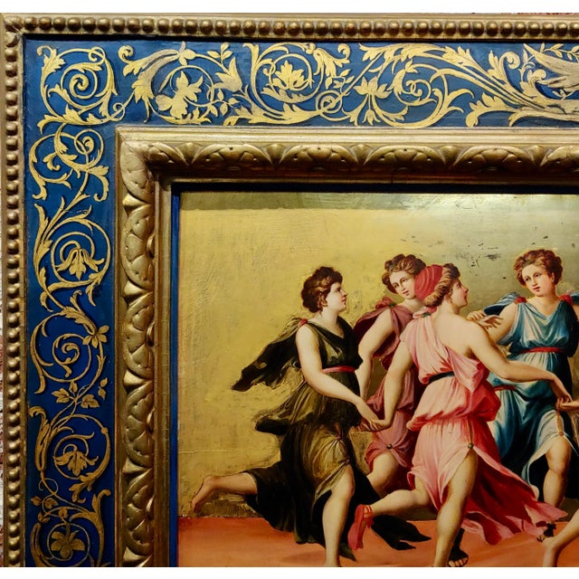 Brown After Baldassare Peruzzi -Apollo Dancing W/9 Muses-Oil Painting by Romoli C.1870s For Sale - Image 8 of 13