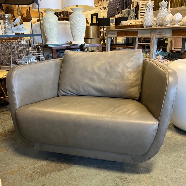 Artefacto Leather Swivel Chair | Chairish