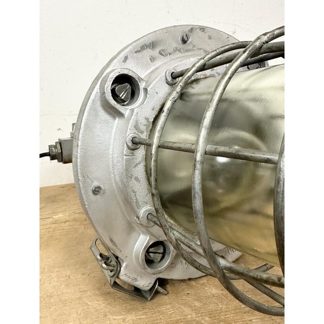 Large Industrial Cast Aluminum Cage Pendant Light, 1970s For Sale - Image 16 of 18