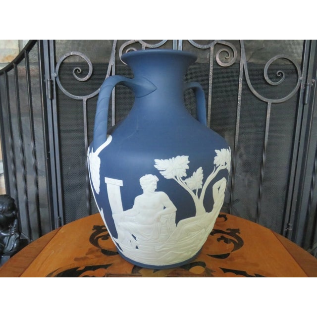 Very rare (limited edition, 13/50) vintage "double" Portland Wedgwood Portland blue jasperware full-size large royal...