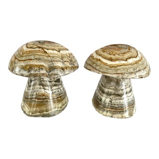 Mid Century Marble Mushroom Bookends For Sale
