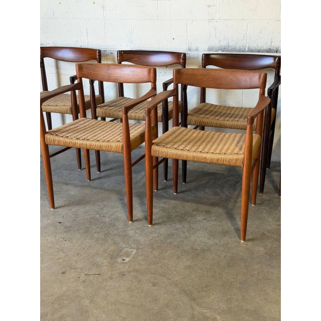 1960s In Style of h.w. Klein for Bramin Teak and Rosewood Woven Cord Dining Armchairs Set of 6 Danish Mid-Century Modern 1960s For Sale - Image 5 of 10