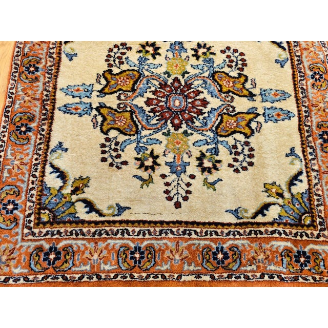 Textile Vintage Bakhtiari Rug, Hand-Knotted Wool, Floral Pattern, Ivory & Rust Red, 3x3 For Sale - Image 7 of 12