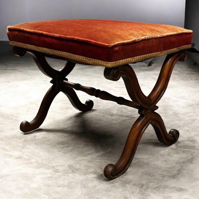 Wood William IV Stool with X Frame For Sale - Image 7 of 8