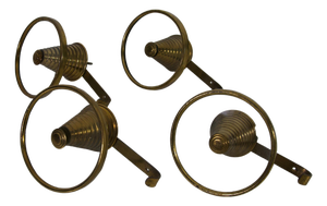 Brass and Glass Coat Hooks, Italy, 1960s, Set of 4