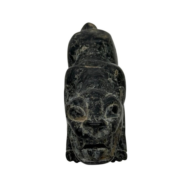 Vintage Chinese Green and Black Carved Soapstone Tiger Figurine For Sale In Washington DC - Image 6 of 12