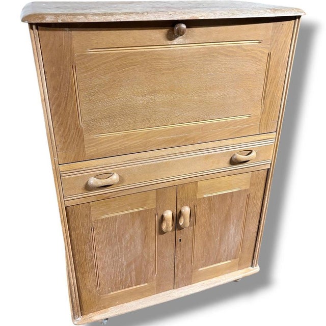 Wood Vintage Secretaire in Oak For Sale - Image 7 of 9