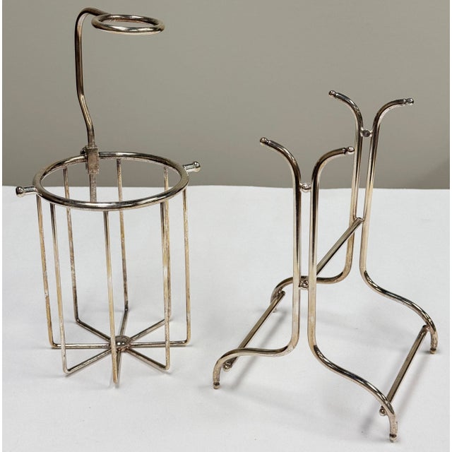 Metal Vintage Silver-Plated Wine Bottle Caddy For Sale - Image 7 of 8