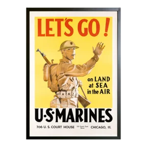 "Let's Go. u.s. Marines" Vintage Wwii Recruitment Poster by Dickson, 1941