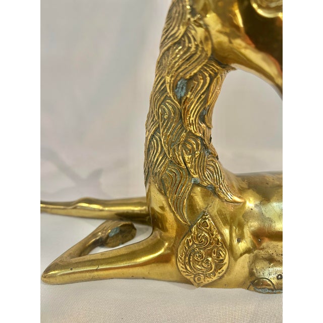 Metal Vintage Cast Brass Reclining Stag For Sale - Image 7 of 12