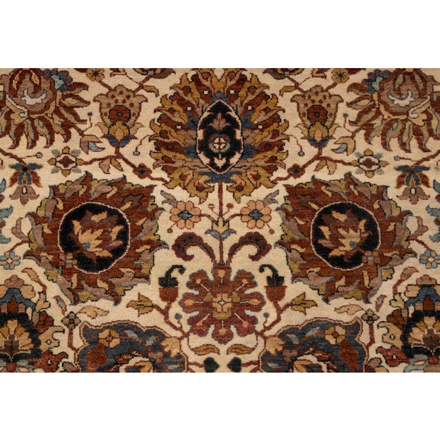 Cream Ivory Cream Persian Tabriz Soft Hand Knotted Wool Rug 4x6Ft. For Sale - Image 8 of 18