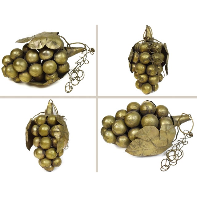 Stunning Rare one of kind set of six models of fruits and a gourd, hand made and embossed design out of brass. They are...
