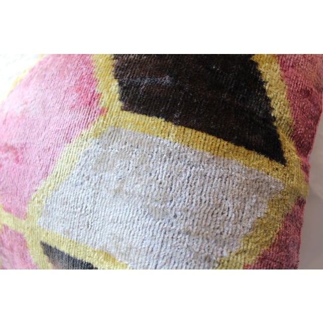 Contemporary Multi Color Handmade Velvet Ikat Pillow For Sale In Washington DC - Image 6 of 13