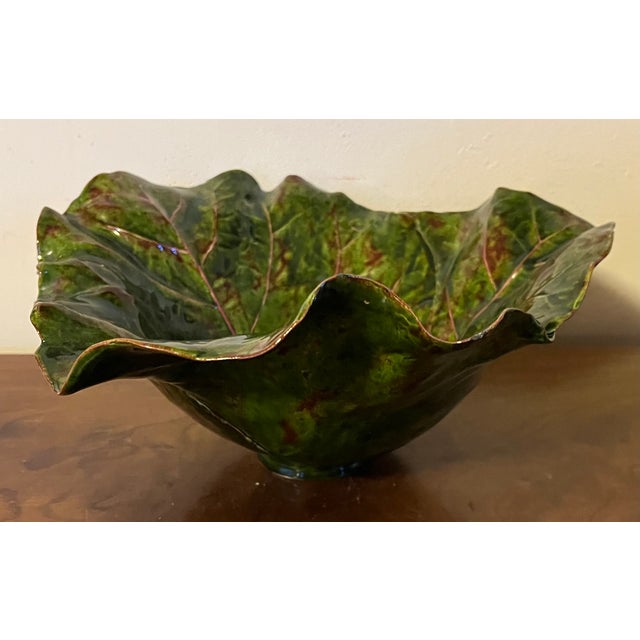 Large Dodie Thayer Sea Grape Leaf Serving or Centerpiece Bowl For Sale In New York - Image 6 of 17