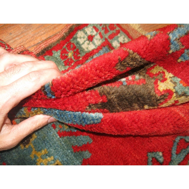 Antique Turkish Yastik Oushak Rug Mat For Sale - Image 4 of 6